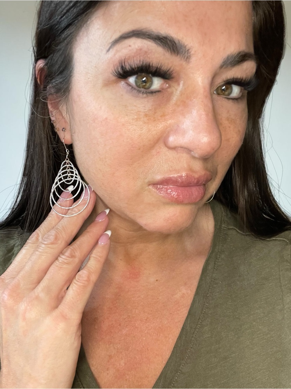 Y2K Silver Tone Textured Wire Circle Drip Dangle Earrings